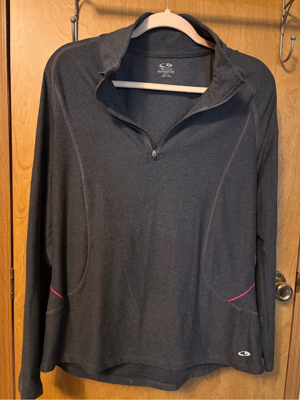 Champion Women’s Dark Gray 1/4 Zip Pullover with Pink Accents